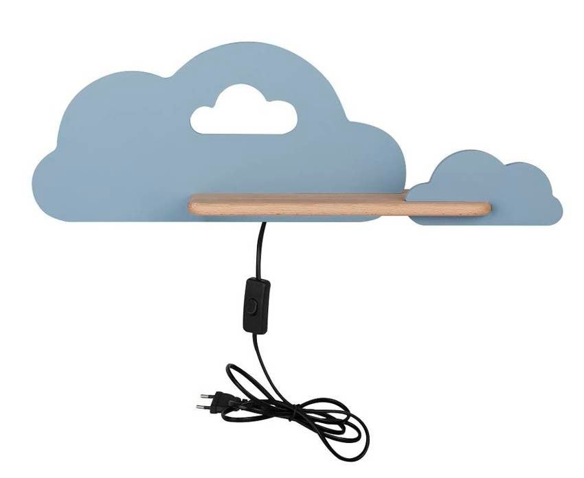 Kinkiet ścienny Cloud jasne drewno i niebieski LED 5W 4000K 250lm wym: 18,5 x 53 x 12 cm metal IP20 Candellux