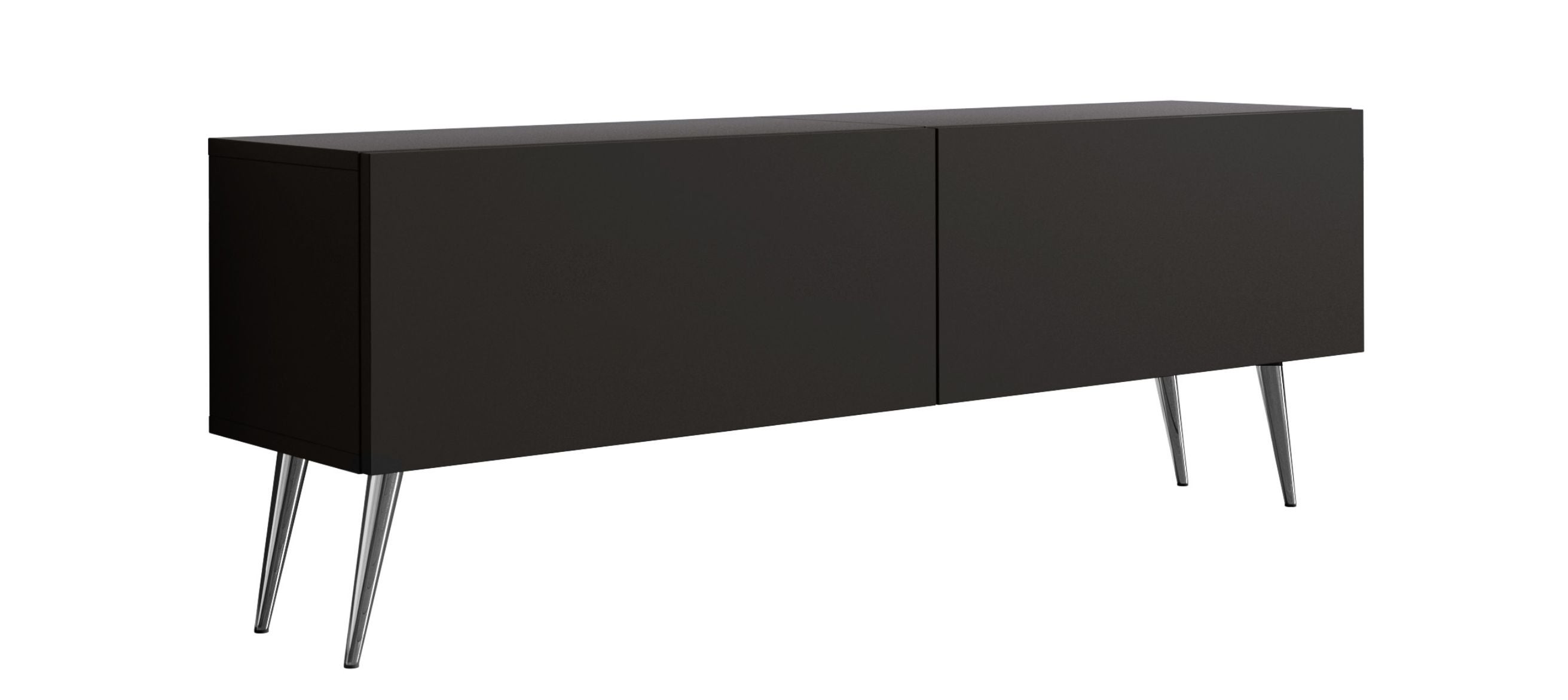 Szafka RTV : Czarny Matowy, nogi chrom, 140 x 32 x 52 cm