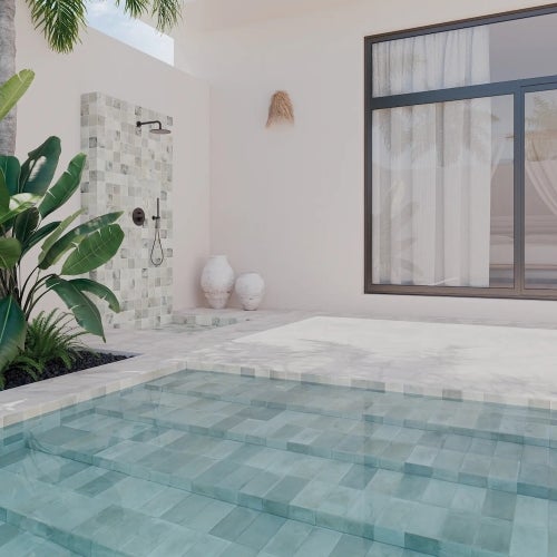 Carrelage Piscine Effet Pierre Gris AQUA Grey 11x11 cm - Les Carreaux de Jean