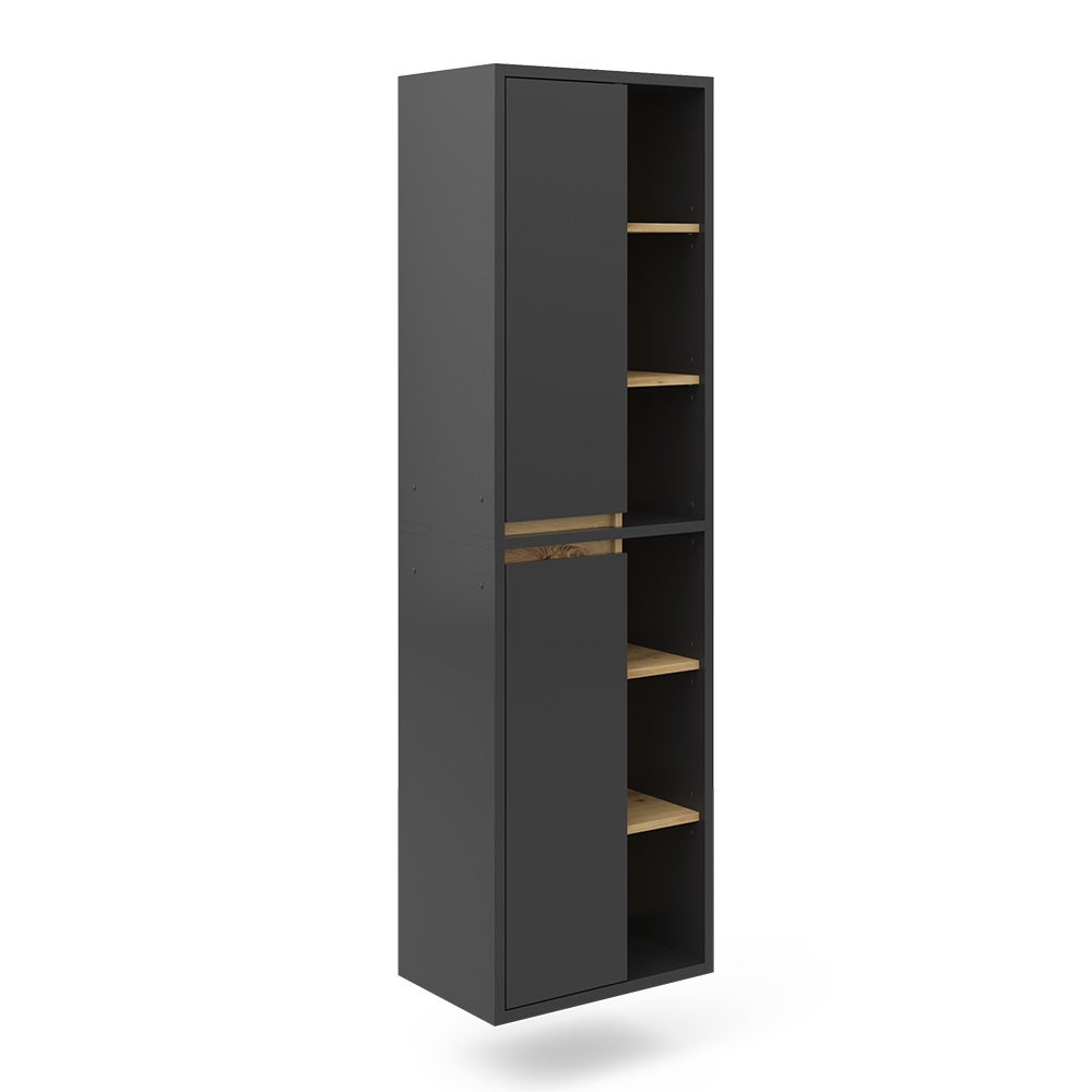 Lanisa Bibliothèque 8 Tablettes Anthracite. - Maison