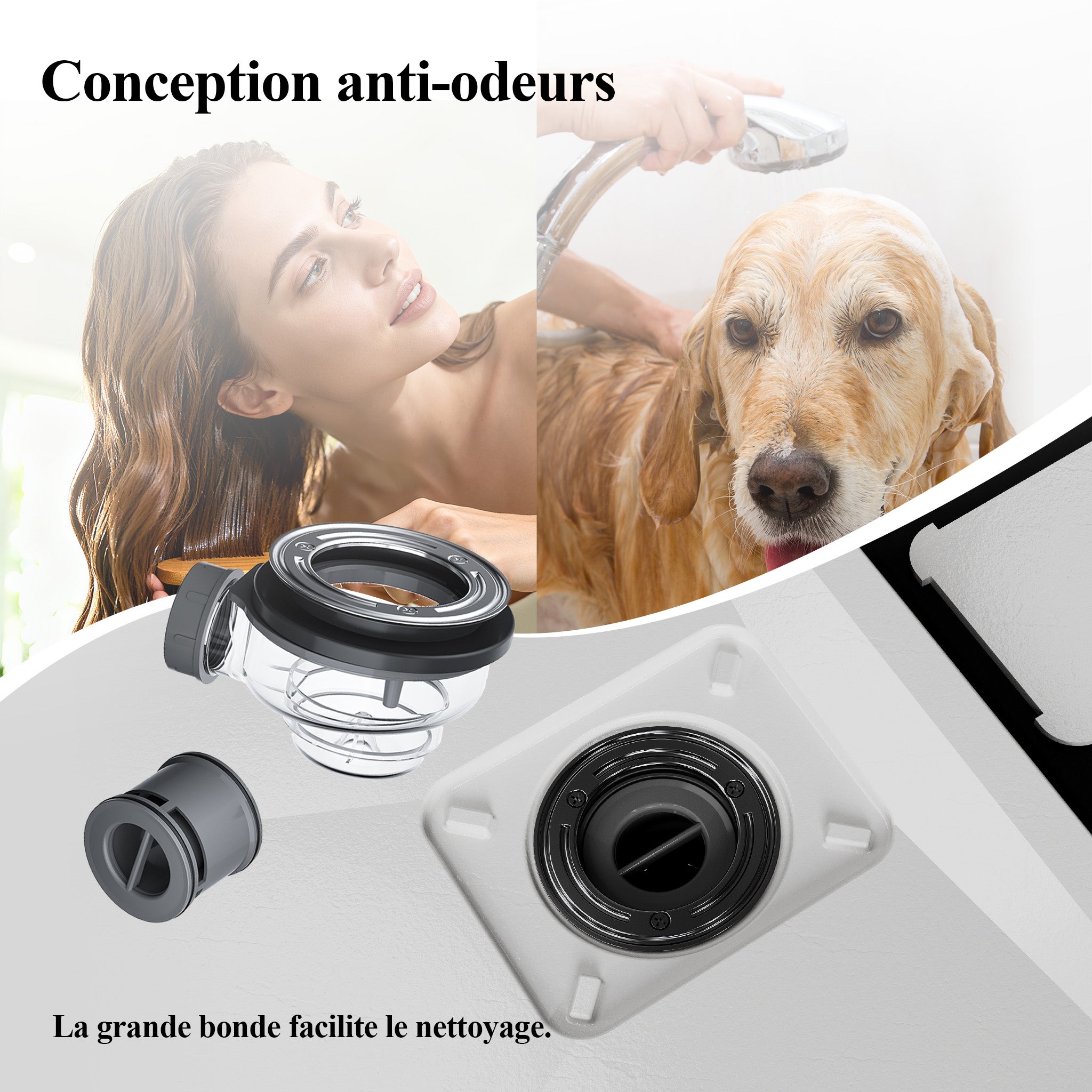 HOROW Receveur de douche blanc, Surface antidérapante, Convient aux salles de douche et aux cabines de douche - 90 x 80 cm / 100 x 80 cm / 120 x 80 cm - 8