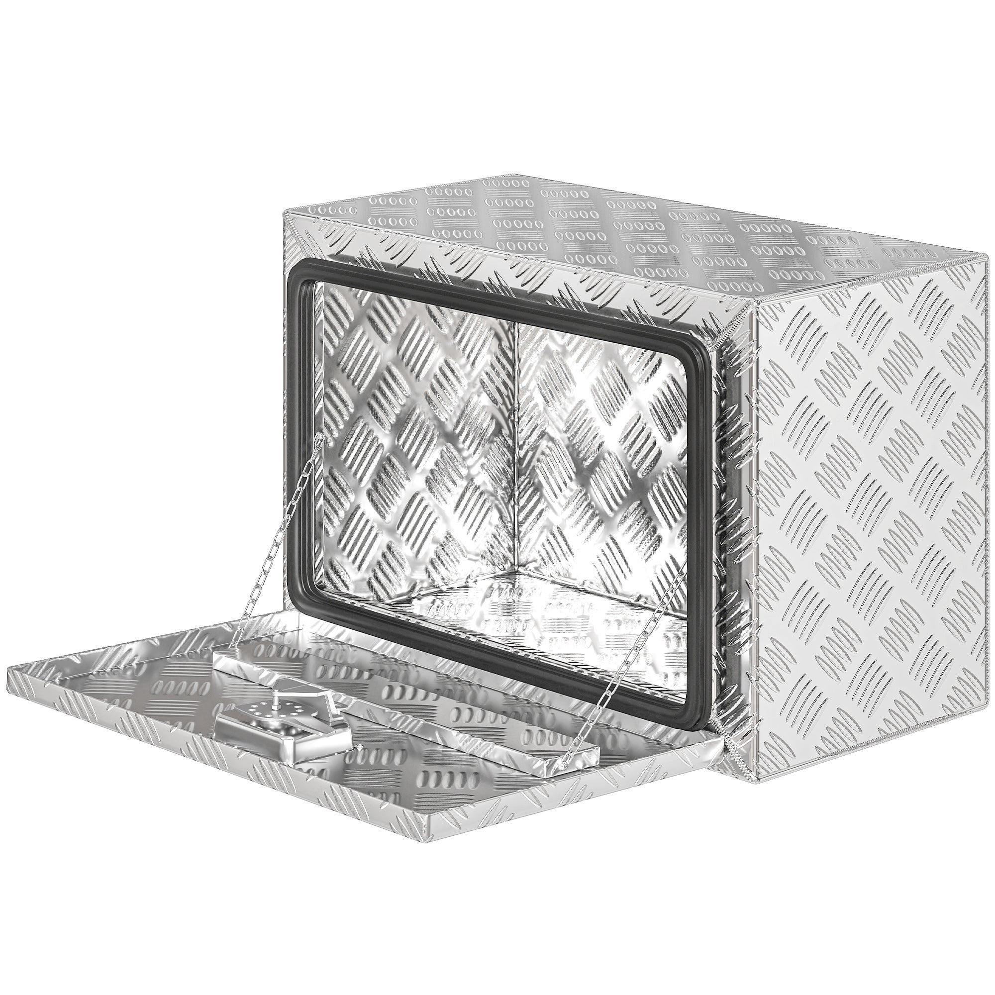 HOMCOM Cutie pentru Unelte de 76L din Aluminiu cu Încuietoare, 2 Chei și Mâner Lateral, 60,9x35,5x40,6 cm, Argintiu | Aosom Romania
