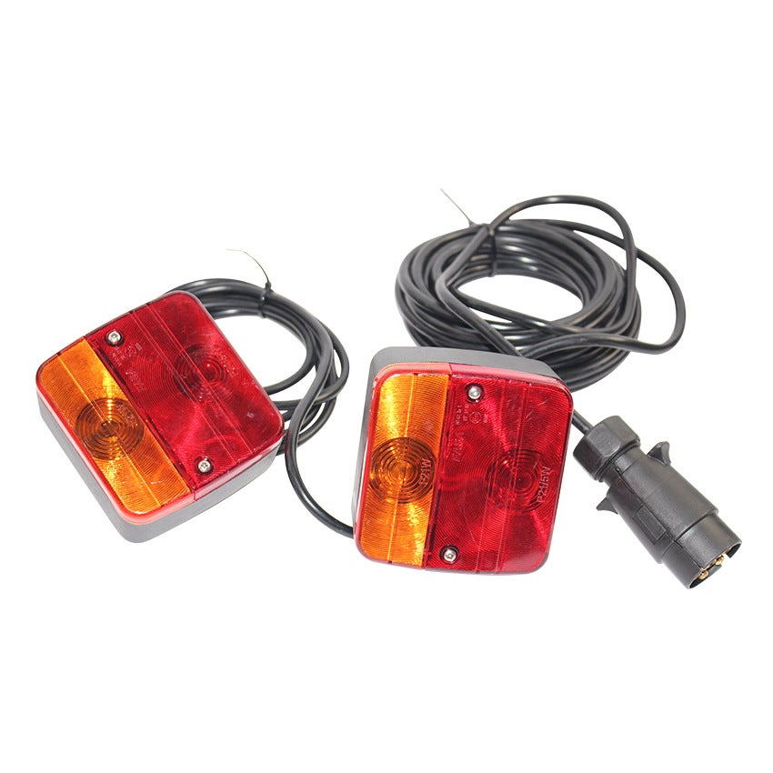 Tylne światła przyczepy, 2 tylne lampy z 11 diodami LED z kablem o długości 7,5 m, złącze 7-pinowe, przewód oświetleniowy do przyczepy 12 V