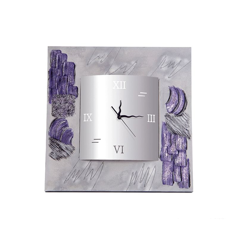 Reloj artesanal Texturas cuadrado Plata - Lila 70 x 70 x 3,5 cm | Leroy ...