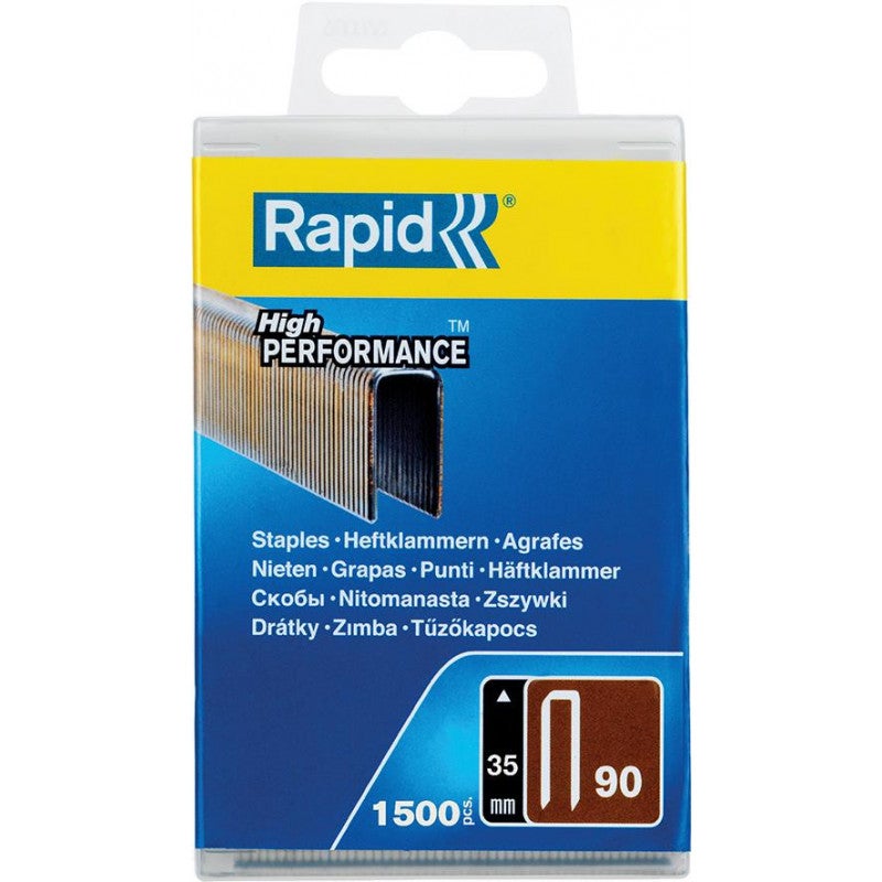 Rapid Agrafes Étroit N°90 / 35 Mm – Haute Performance, Galvanisées + Résine, Boîte 1500 Pièces – Idéales Bois Et Usage Extérieur