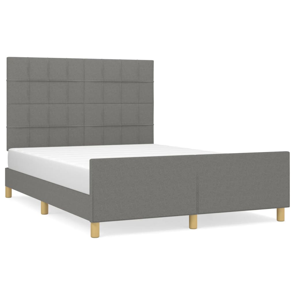 Cadre de lit sans matelas, tissu, gris foncé, pour la chambre, 140 × 200 cm - 2