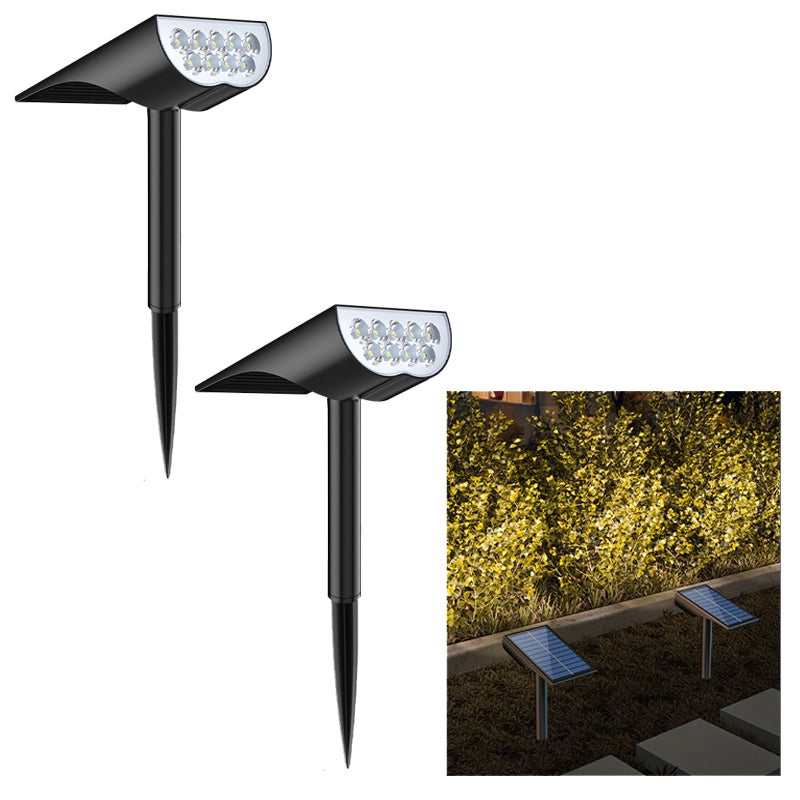 Zewnętrzny reflektor solarny krajobrazowy, 2 sztuki, reflektor solarny o dużej mocy 9LED z ciepłym światłem