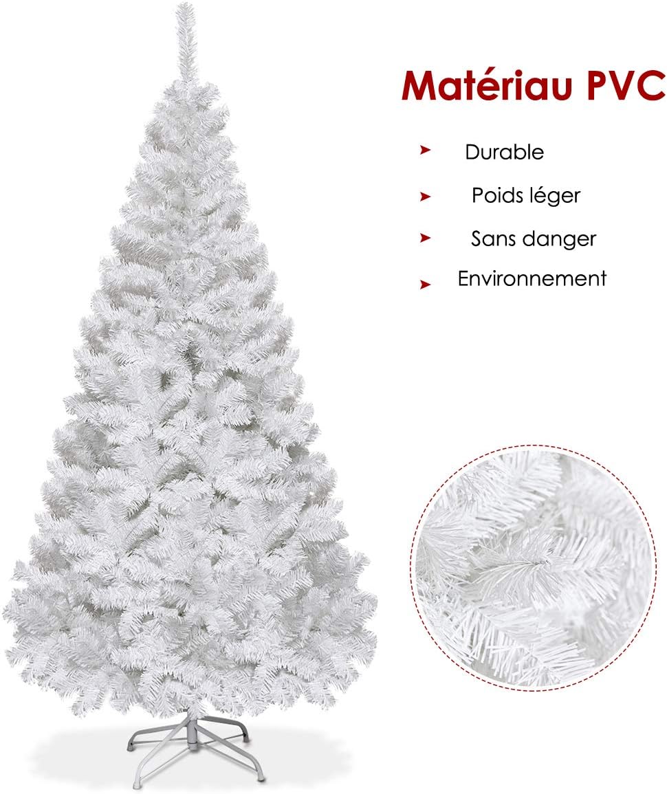 Sztuczna choinka 210 cm, z metalowym stojakiem, igły PCW, sztuczne drzewko bożonarodzeniowe idealne do domu, biura, sklepu i hotelu, biała - 4