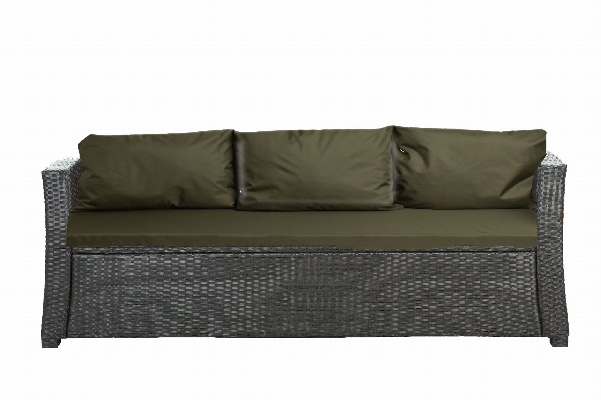 Cojines de jardín para sofá en ratán 168x60x7+3*56x50cm| juego de cojines de jardín| cojines de exterior verdes| conjunto de cojines de 3 plazas