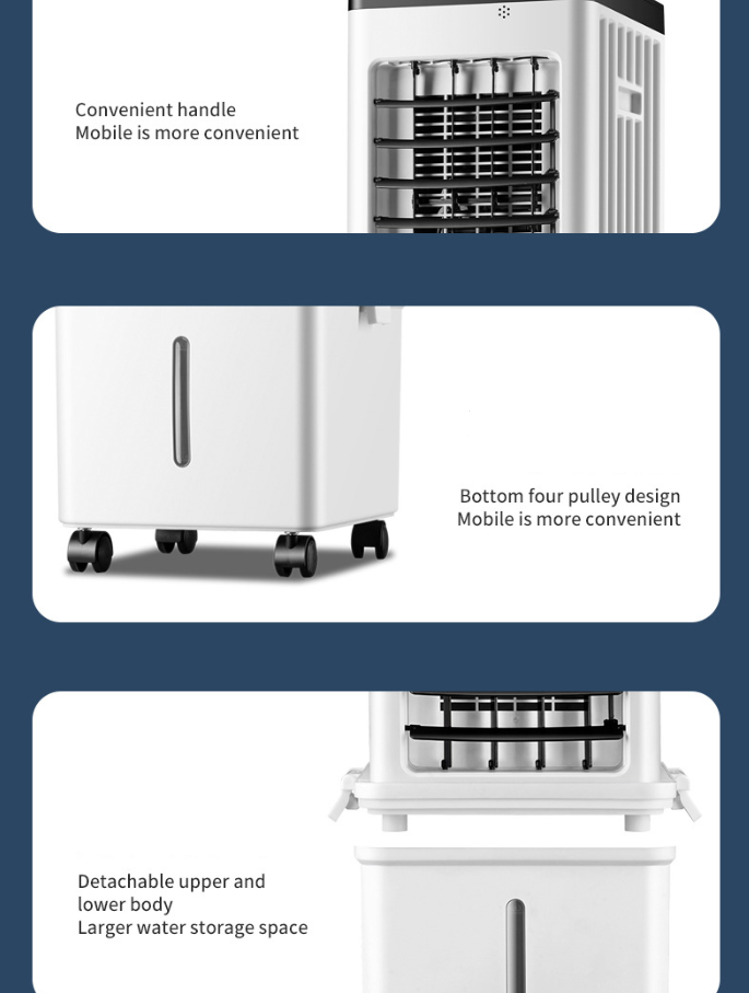 Refroidisseur d'air, climatiseur domestique, ventilateur, avec télécommande, 3 vitesses, minuterie, avec réservoir d'eau de 15 litres - 8