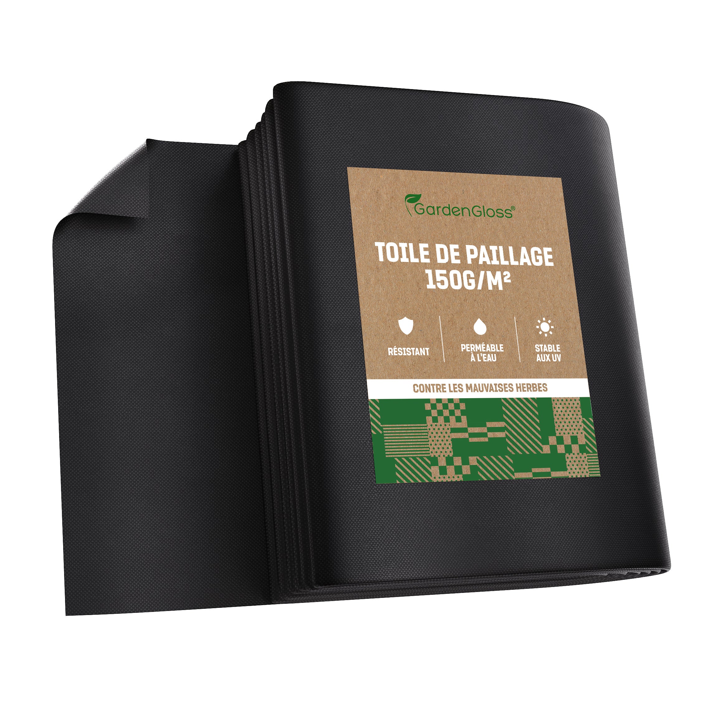 GardenGloss® Toile De Paillage 4m² Anti Herbes - 150g/m² Ultra Résistant - Pour Bac à Sable Et Jardin (2x2m)