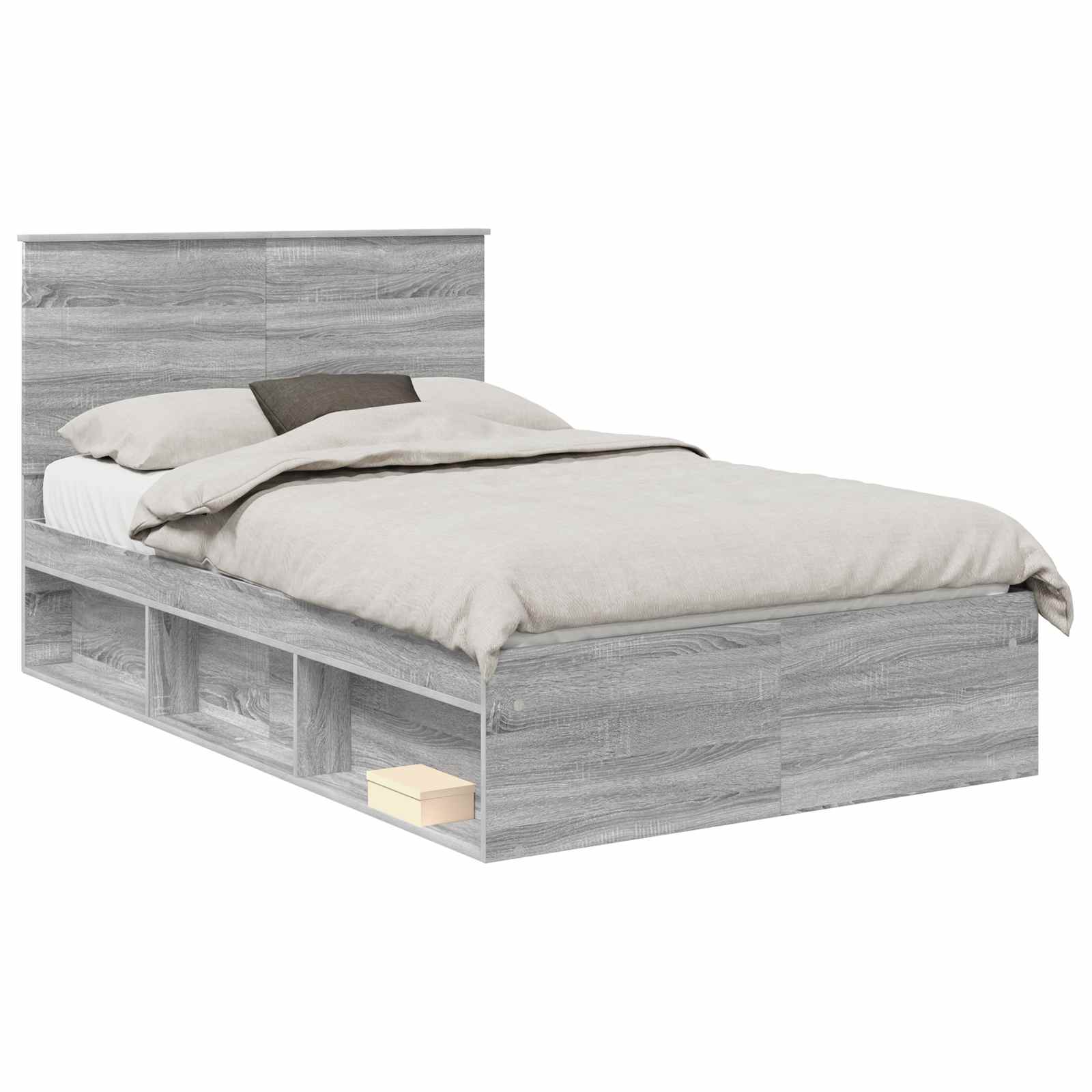 Cadre de lit Gris 135 x 190 cm Bois de pin massif - 2
