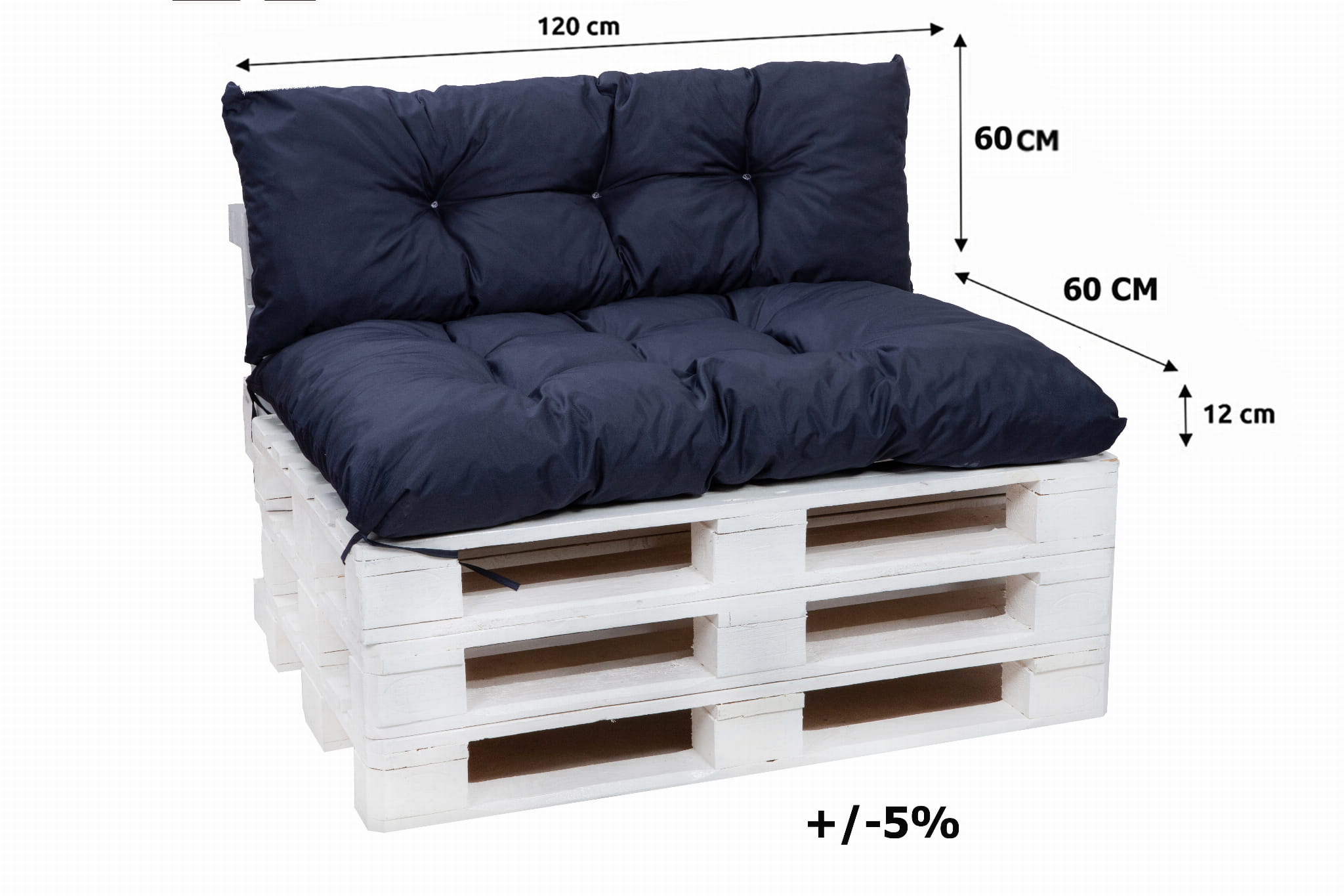 Poduszka ogrodowa na paletę 120x60x60cm poduszka na meble ogrodowe granatowa, poduszka na balkon taras, poducha ogrodowa na meble z palet - 2