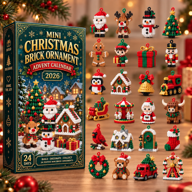 Calendario dell'Avvento di 24 giorni con decorazioni stampate in 3D, disegni natalizi da scoprire e decorazioni per la casa. (pvc)