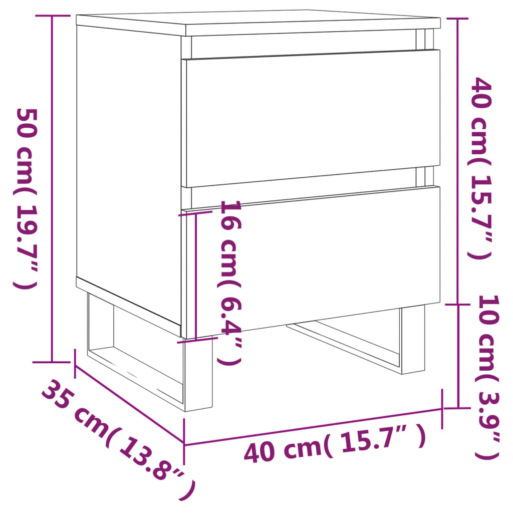 Table de chevet chêne fumé 40x35x50 cm bois d’ingénierie vidaXL - 3