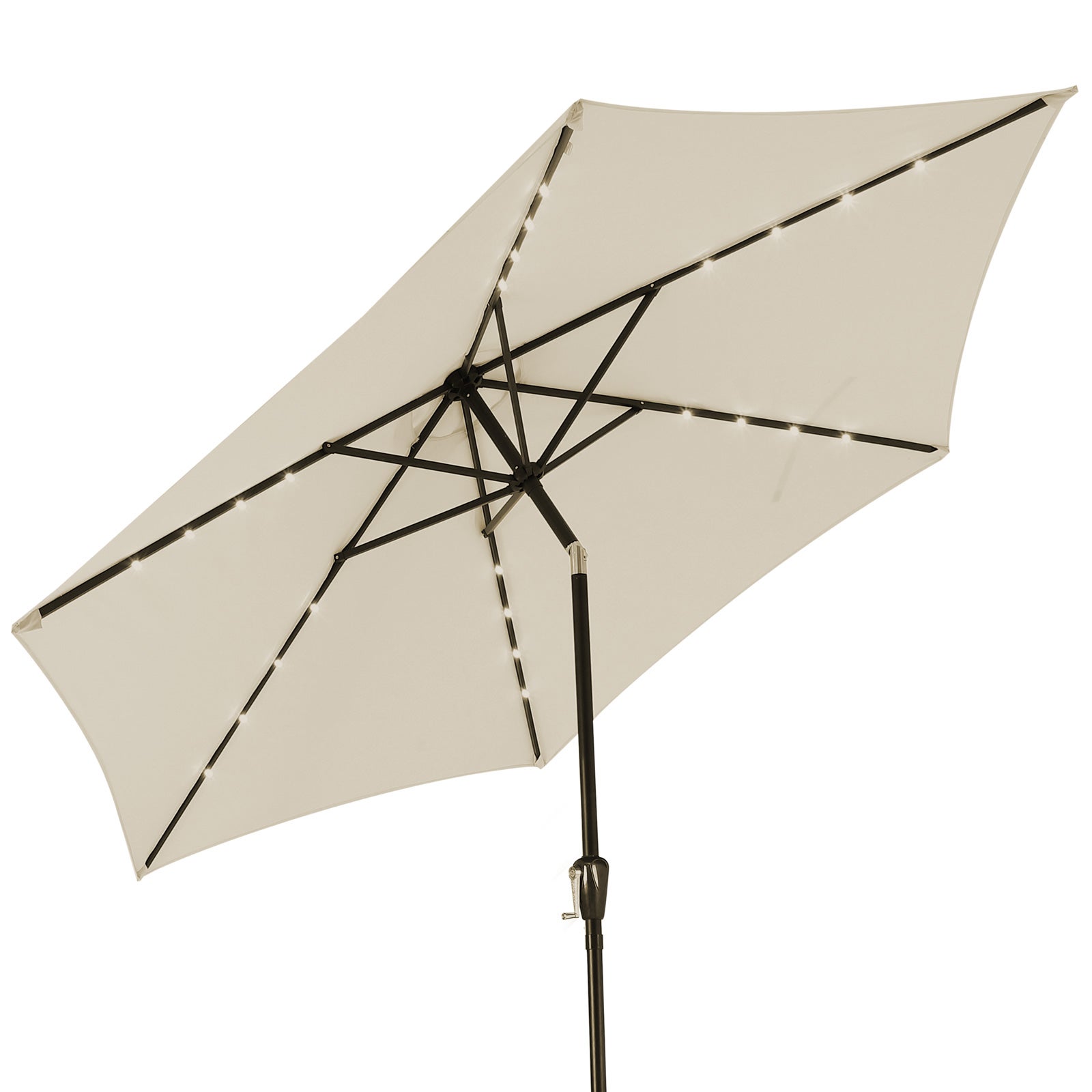 KINGSLEEVE® Parasol de jardin extérieur LED solaire 270cm beige Pare-soleil inclinable avec manivelle Protection UV 80+ - 5