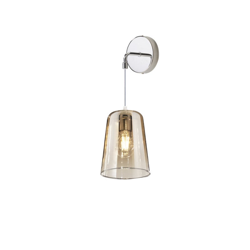 Kinkiet z kloszem, oprawka E27, maks. 60 W, minimalistyczny design, regulowana wysokość, maks. 250 cm, bursztynowy