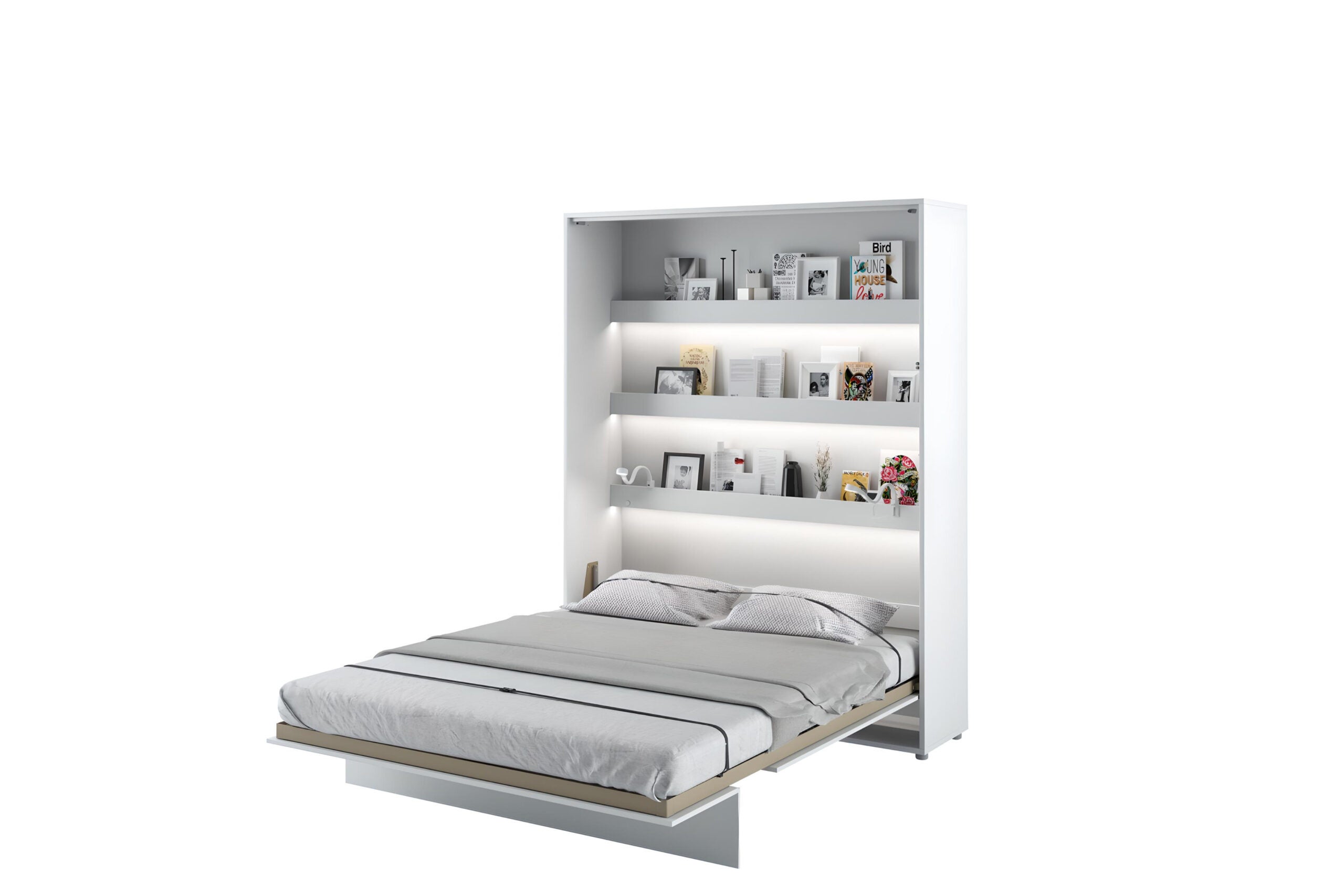 Lit escamotable 160 x 200 cm vertical avec LED ouverture pneumatique ...