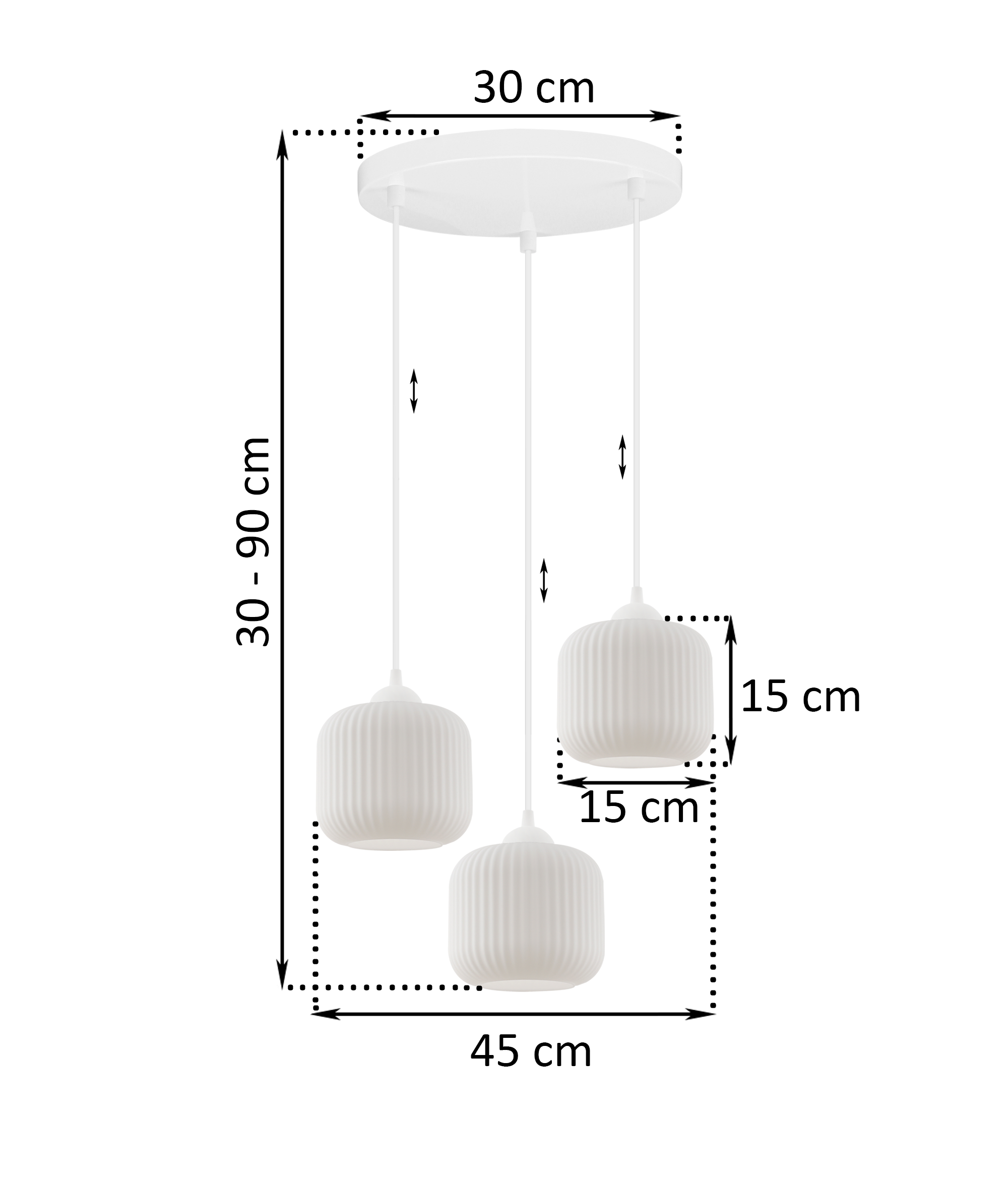 Lampa sufitowa wisząca Riffle loft 3xE27 klosz walec biały Light Home LH - 4