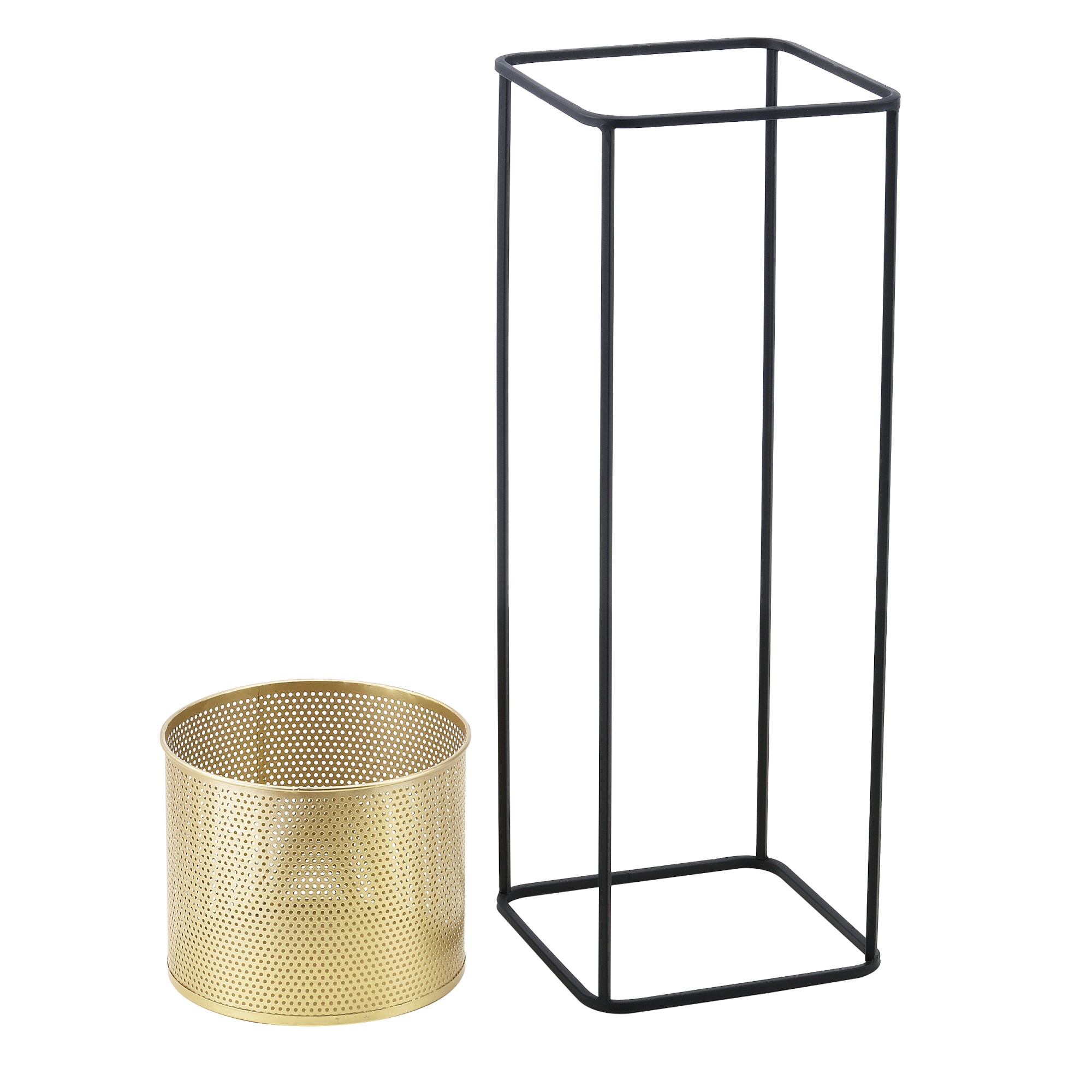 Lot De 2 Supports De Plante Set Cache-pot Pot De Fleur Bac À Fleurs Vase Métal Tailles Différentes Noir Doré [en.casa] - 4