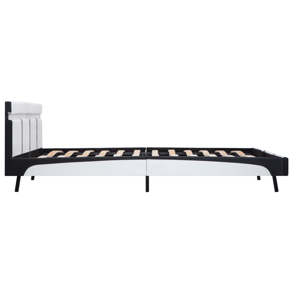 Maison Exclusive - Estrutura de cama c/ LED couro artificial 180x200 cm branco - 5