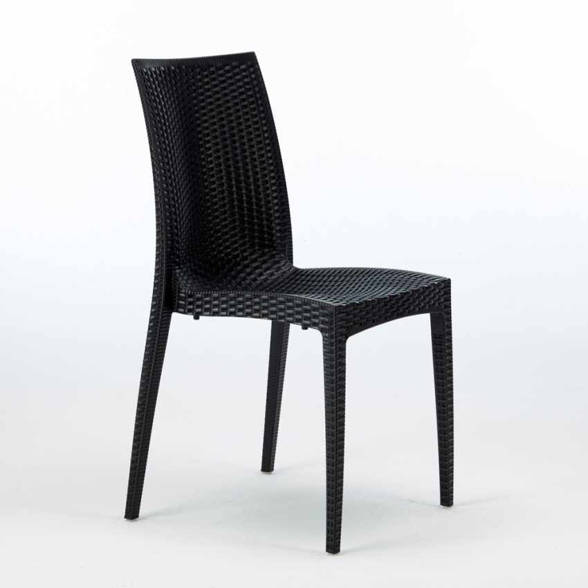Chaise de jardin avec coussin Bistrot en Rattan synthétique Noir - 3
