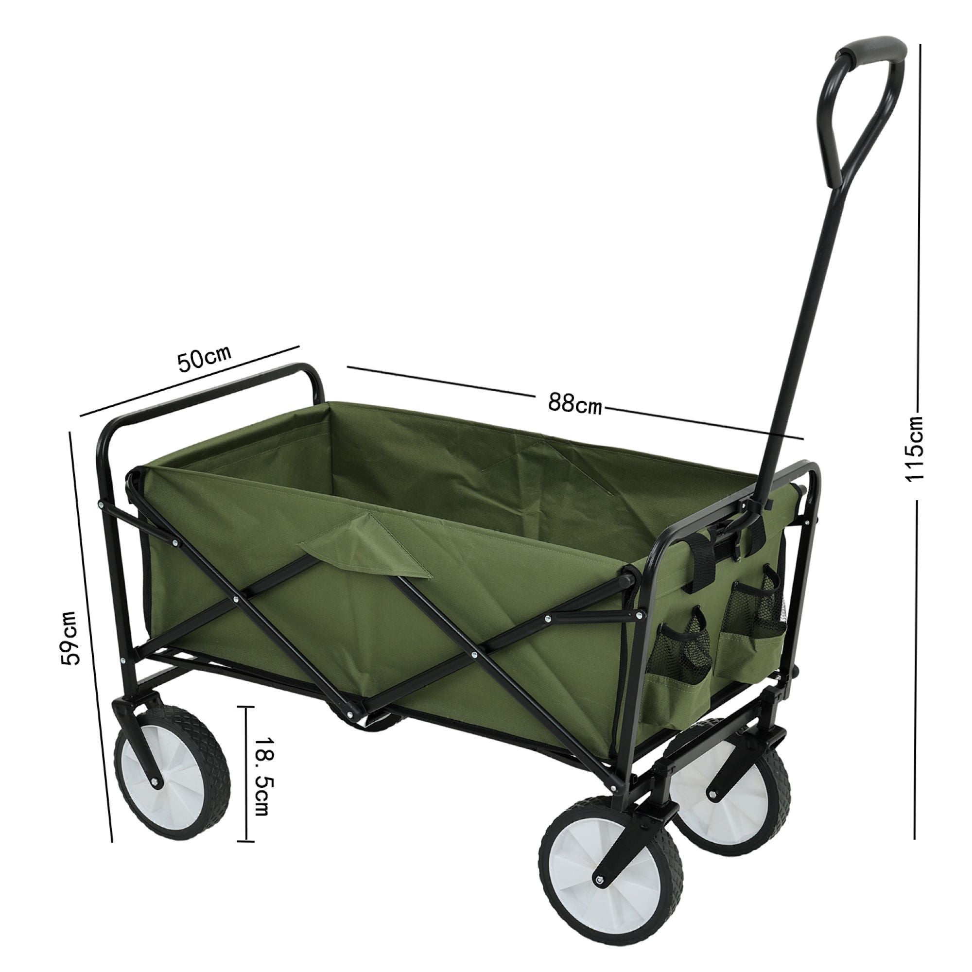 Chariot pliant de plage avec Roues en Plastique et capacité de charge maximale de 110 kg en Vert - 3