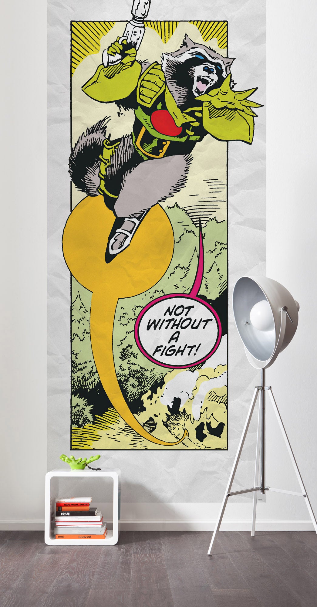 Fototapeta Strażnicy retro komiks rakietowy szop zielonymIżółtym - 100 x 250 cm - SANDERS &amp; SANDERS