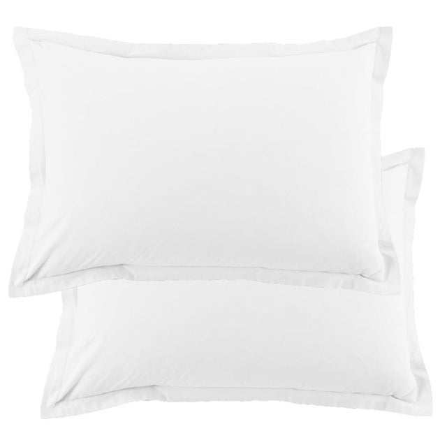 Lot de 2 taies d'oreiller 50x70 cm rectangle 100% Coton 57 fils Blanc