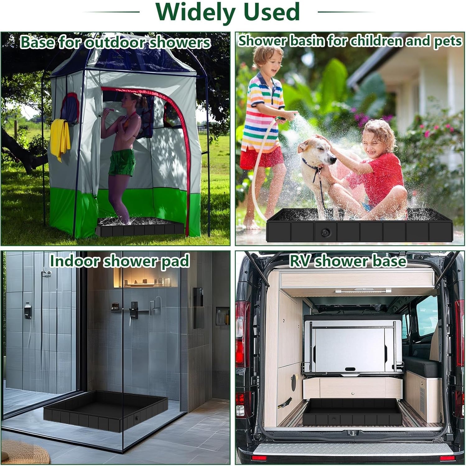 Base doccia portatile da campeggio 104 cm – Pieghevole con tubo di scarico e morsetto – Per tenda doccia, camper, esterni, animali e uso temporaneo - 9