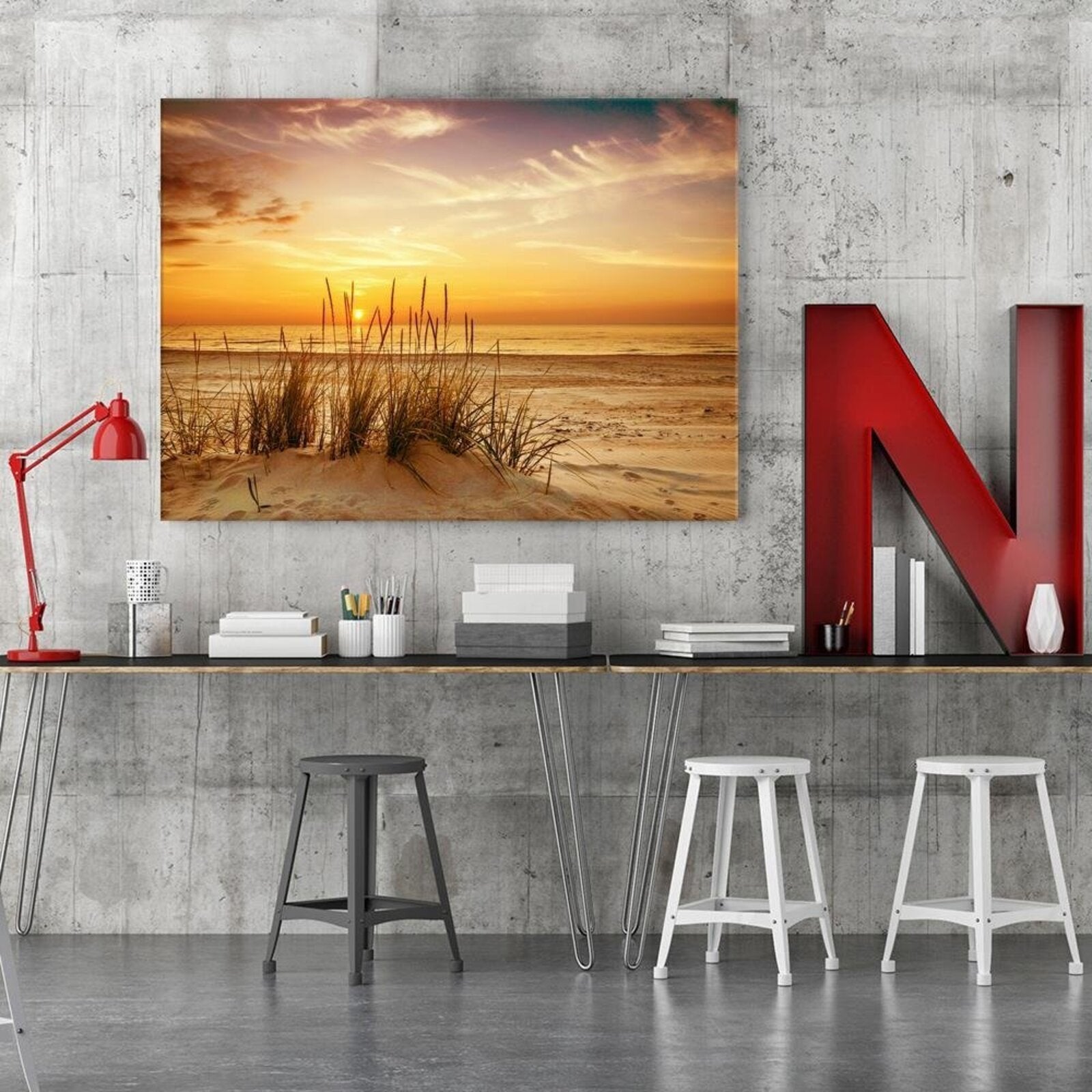 Tableau herbe sur la plage 3 - 90 x 60 cm - 3