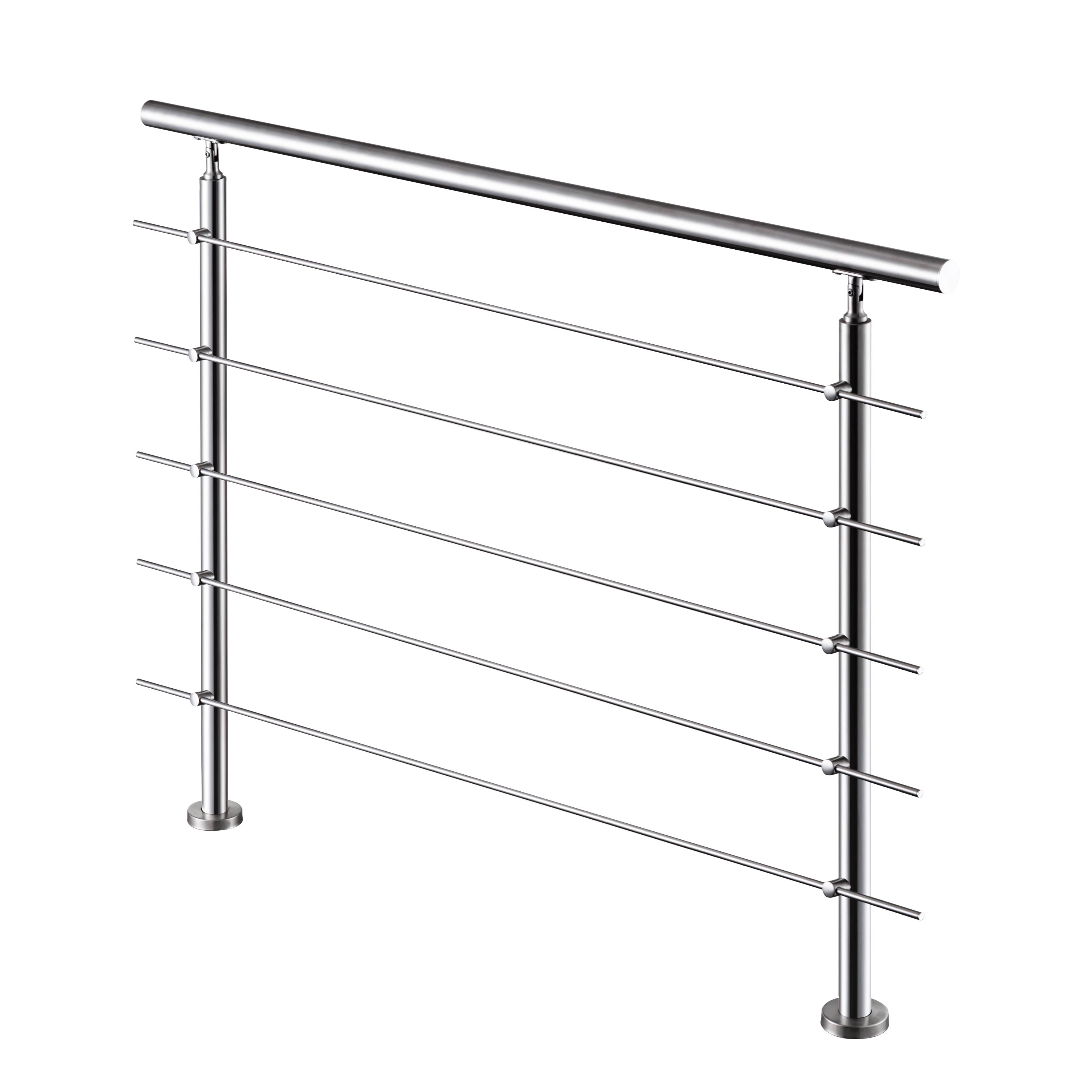 Garde-corps avec main courante, 120cm, en acier inoxydable 304, garde-corps avec 5 traverses, pour intérieur et extérieur - 2