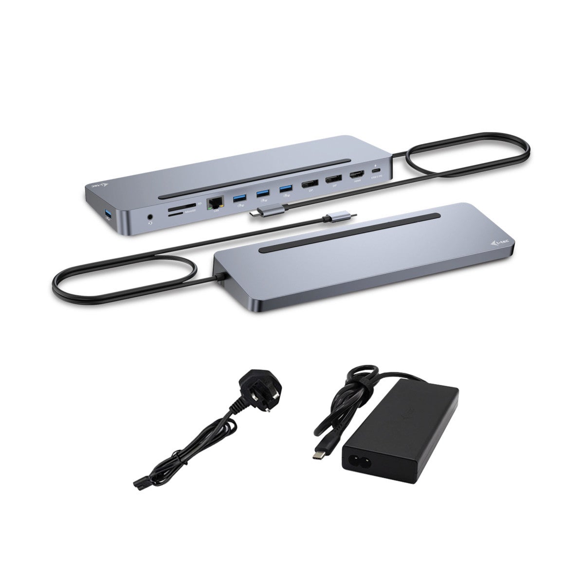Dock USB-C i-tec Metal Ergonomic 3x 4K Display Soporte, 100W Power Delivery, Lector SD, Plata - Imagen 3
