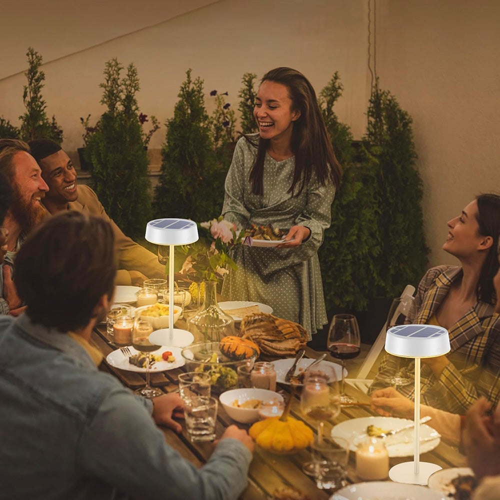 2-pak Solarna Lampa Stołowa 2700K-6000K Bezprzewodowa lampa stołowa lampa stołowa z dotykowym sterowaniem wodoodporność do Użytku Zewnętrznego Biały - 9
