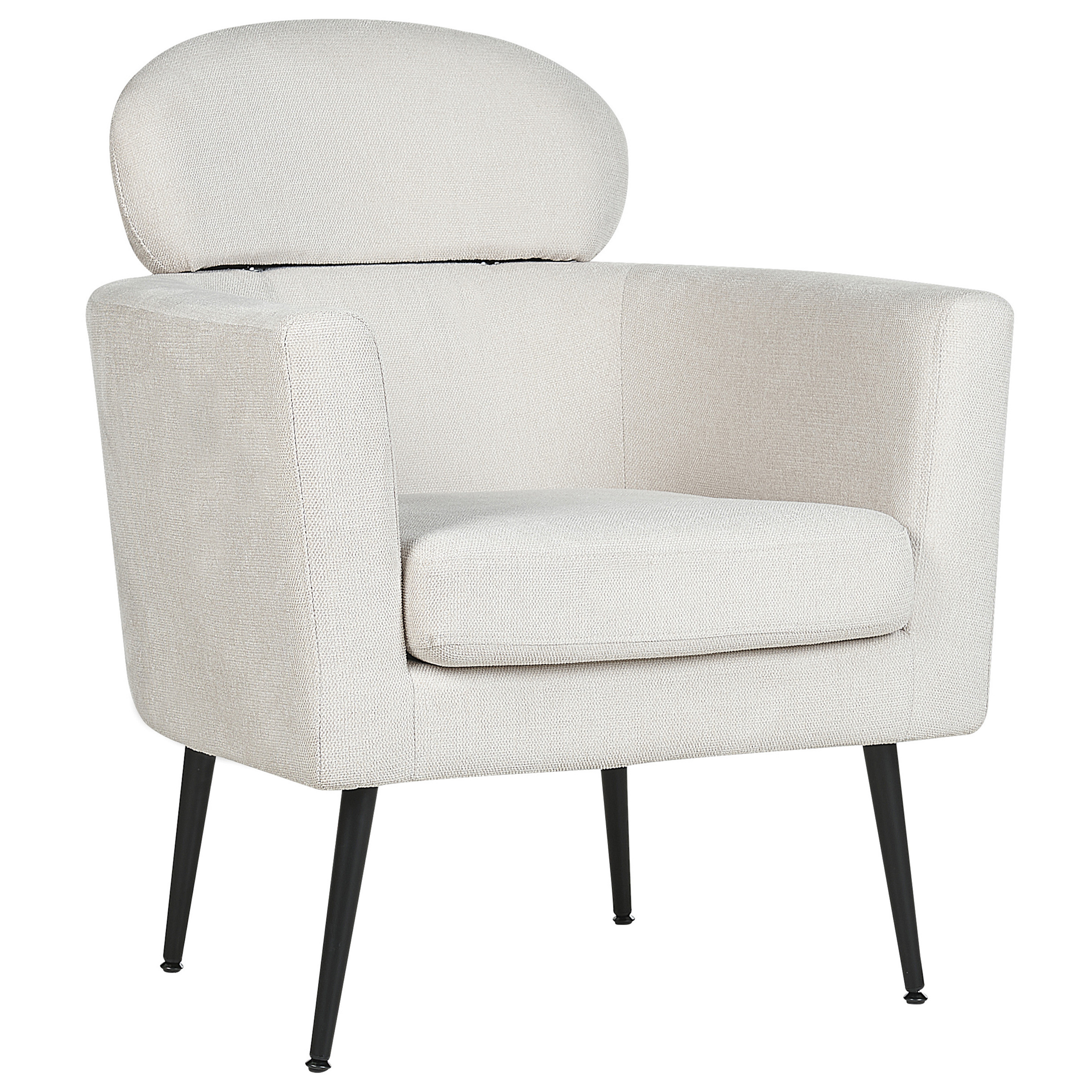 Beliani Fauteuil Design Otsby - Dossier Incurvé, Tissu Bouclé Blanc, Pieds Noirs Obliques - Charge 150kg