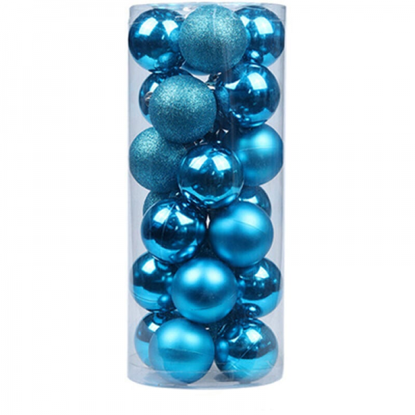 Palline Di Natale Blu Trasparenti 6 Cm - 30 Pezzi | Decorazioni Per Albero In Plastica Infrangibile Con Cordino, Ideali Per Bambini E Animali