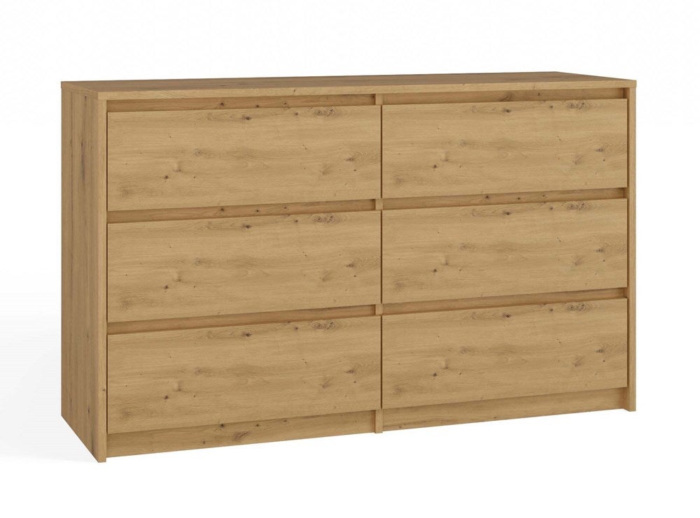 Komoda Topeshop Karo 6 Szuflad K120 Dąb Artisan Szafka 40x120x73,5 cm