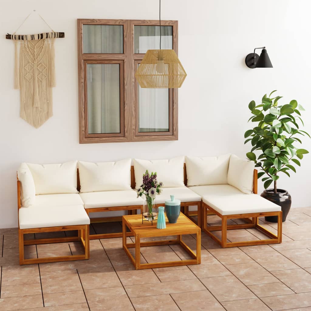 Divano da giardino 3 posti legno massello e cuscini beige L190 cm AKIS