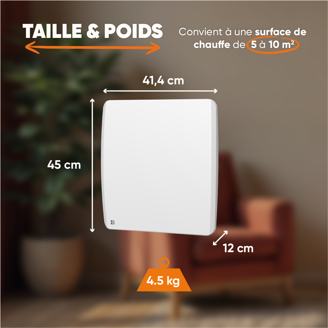 Radiateur électrique fixe à inertie sèche céramique 500W Bestherm ARIA horizontal blanc - 5