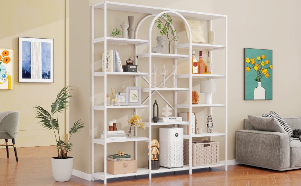 Regał z 5 półkami i przegródkami - 160 x 30 x 180 cm - MDF i stal - biały - 4