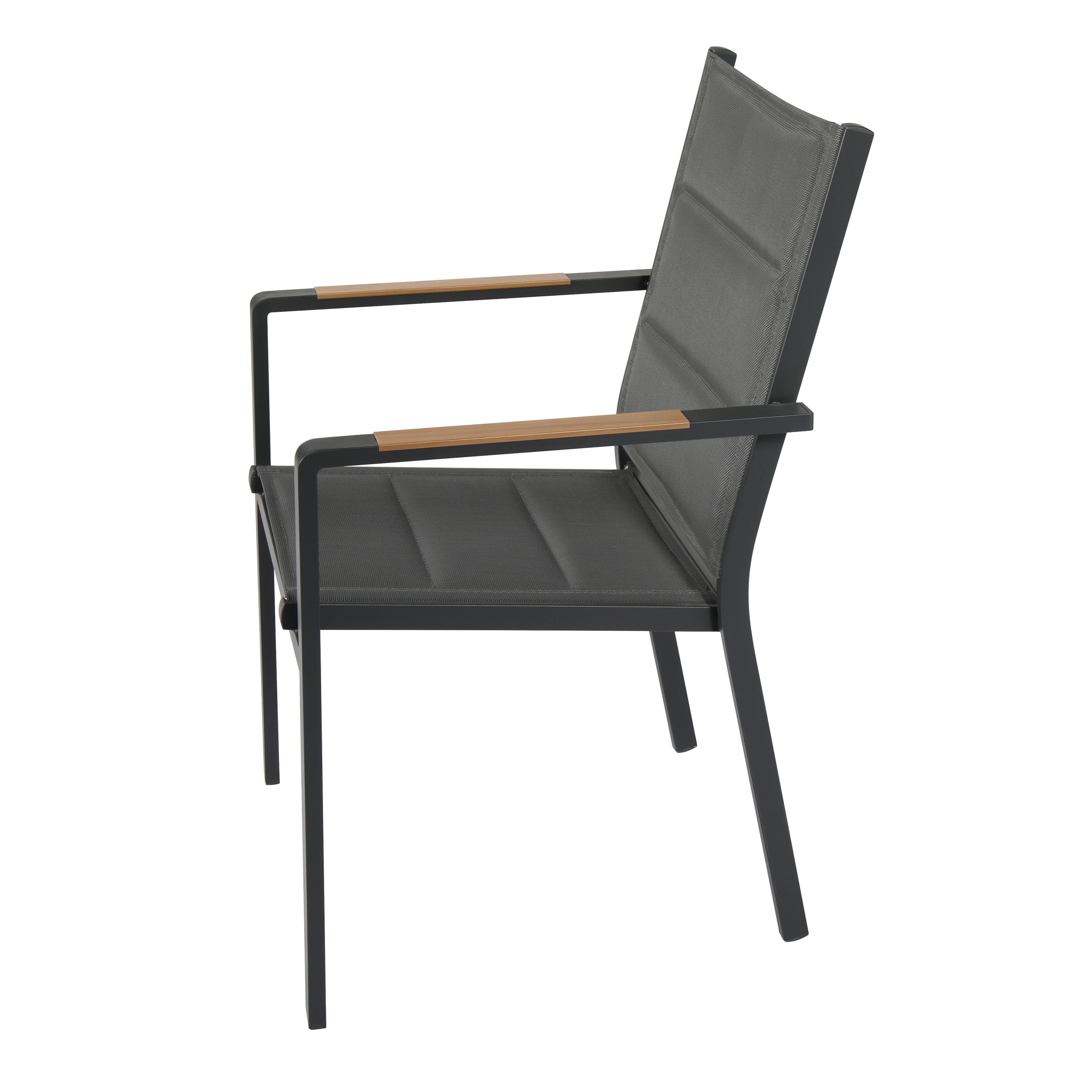 Lot de 2 chaises de jardin en aluminium et textilène gris - 5