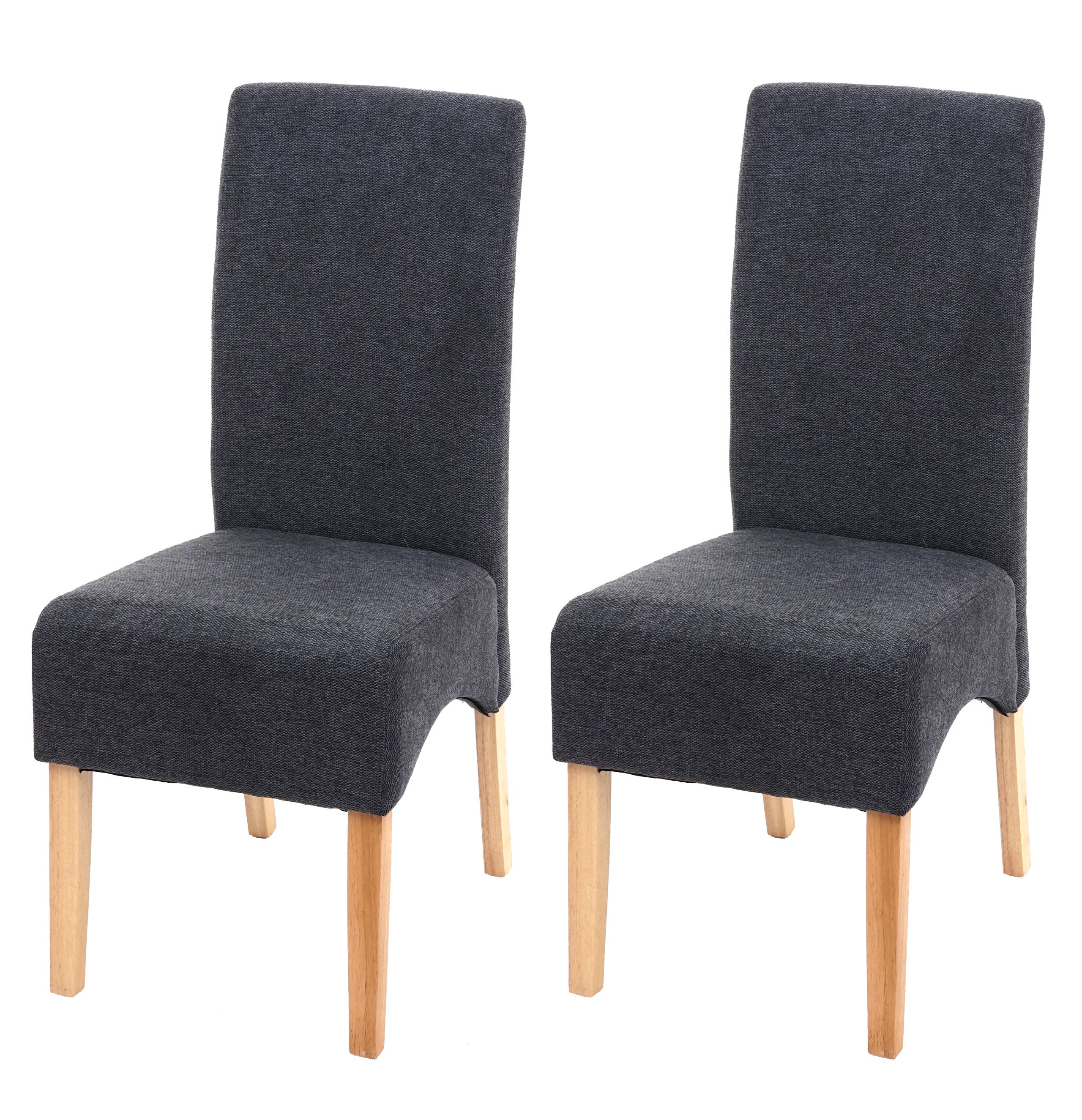 Zestaw 2 krzeseł do jadalni Latina, krzesło kuchenne, tkanina z certyfikatem MVG ~ ciemnoszary, jasne nogi