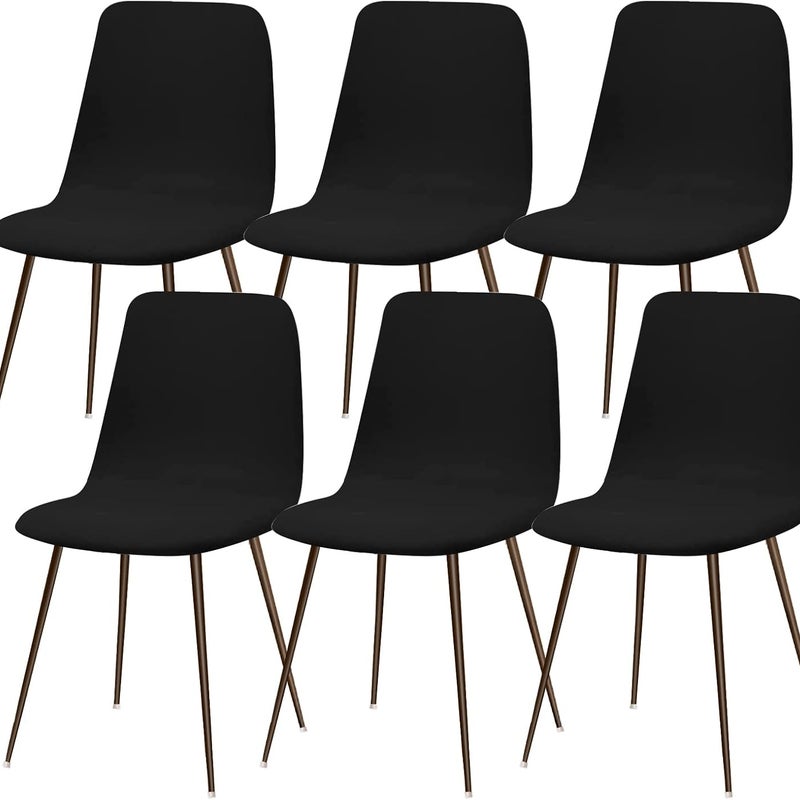 (Czarny) Zestaw 6 nowoczesnych, zmywalnych, uniwersalnych pokrowców na krzesła do jadalni, pokrowców na krzesła kuchenne, dekoracji do domu i kuchni