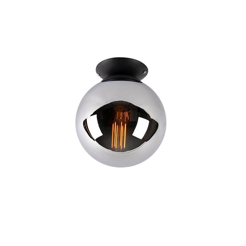 Qazqa artdeco plafon - Pallon - srebrny, max. 25w, kompatybilny z żarówką LED, e27, 20cm oświetlenie wewnętrzne