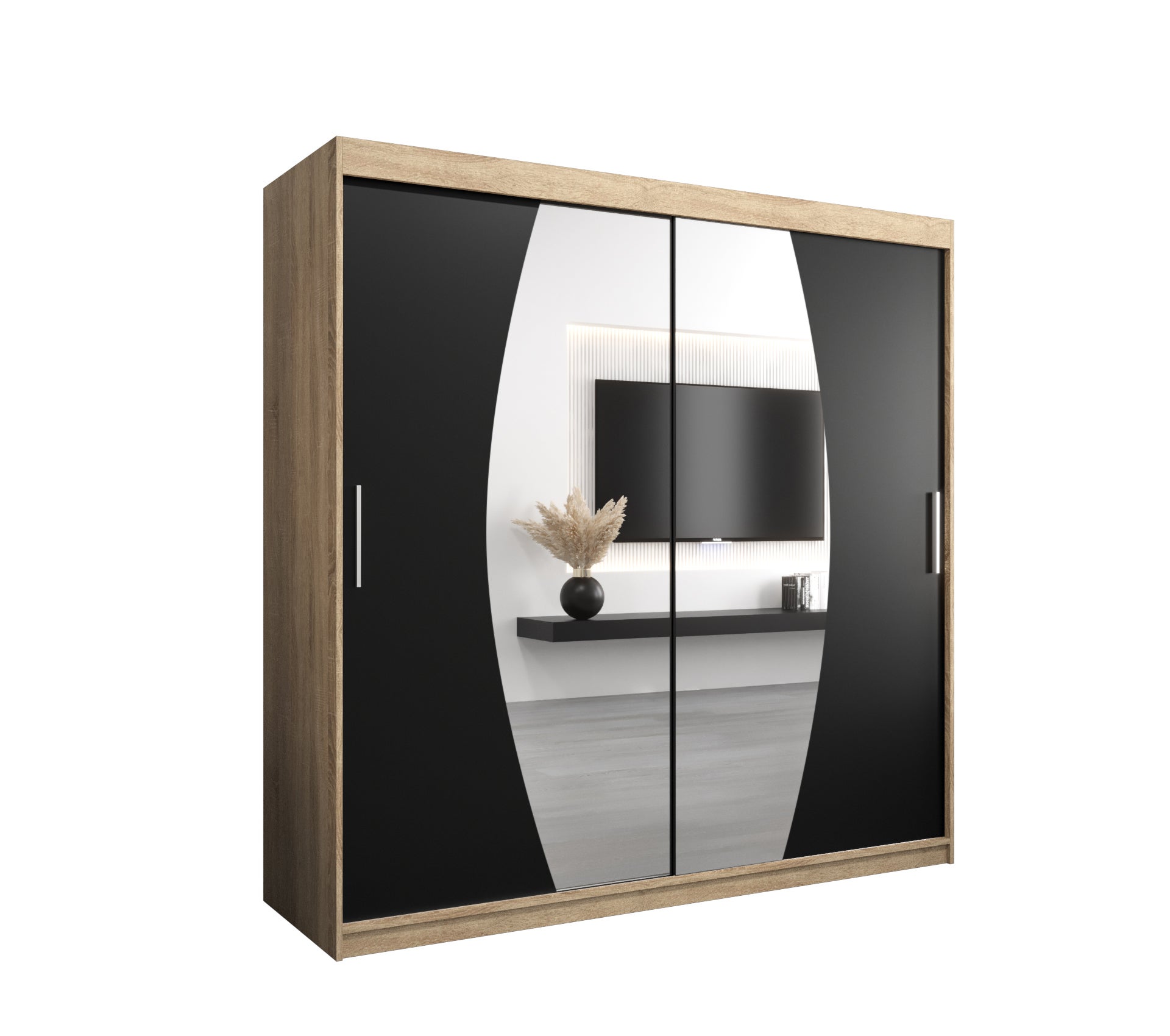 Szafa przesuwna garderoba ELYPSE 200 x 62 x 200 cm Sonoma + Czarny - Abiks Meble