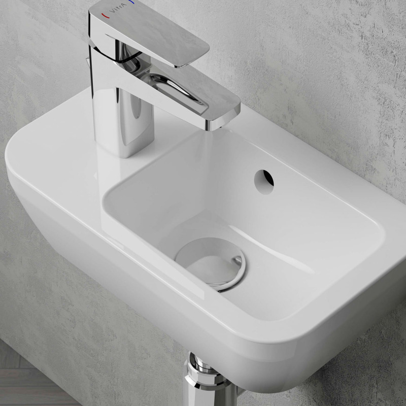 Set Lave-mains 37x22 cm, trou pour robinet à gauche + siphon (7090-003-0028-SET) - 2
