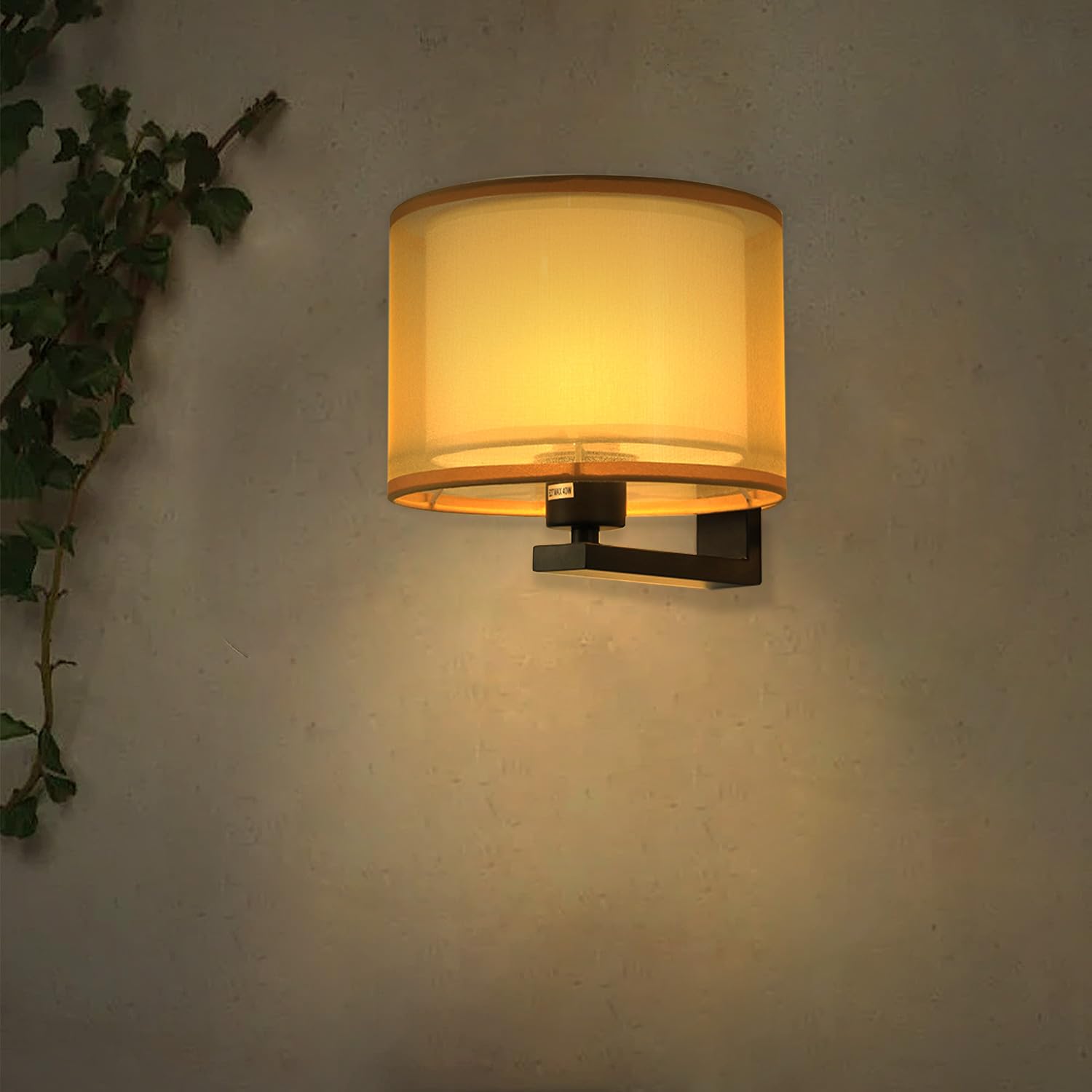 Lámpara de pared con pantalla de tela, lámpara de pared retro, lámpara de noche de montaje en pared, aplique de pared con bombilla, E27 - 3