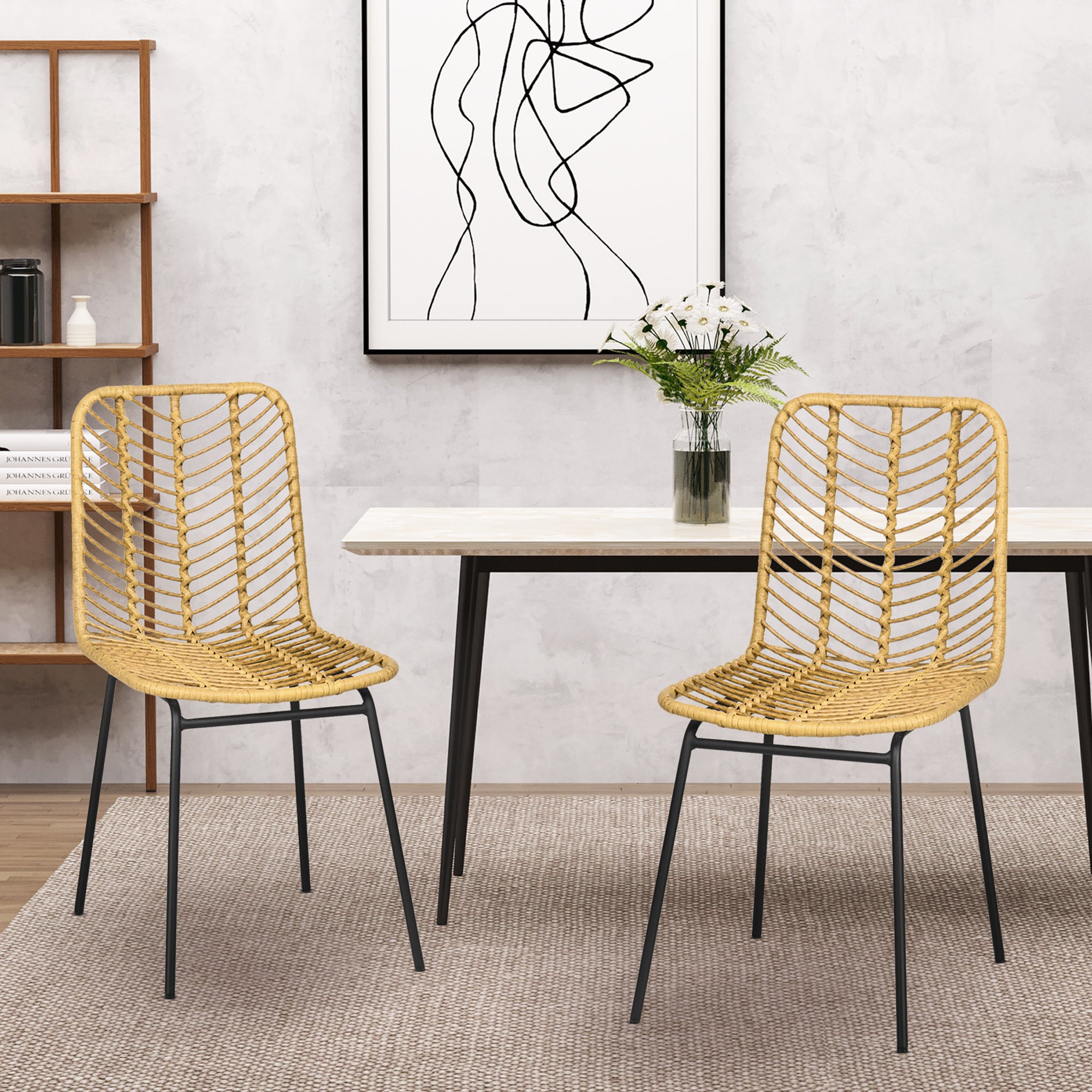 Lot de 2 Chaise de jardin sans coussin en Résine Beige - 2