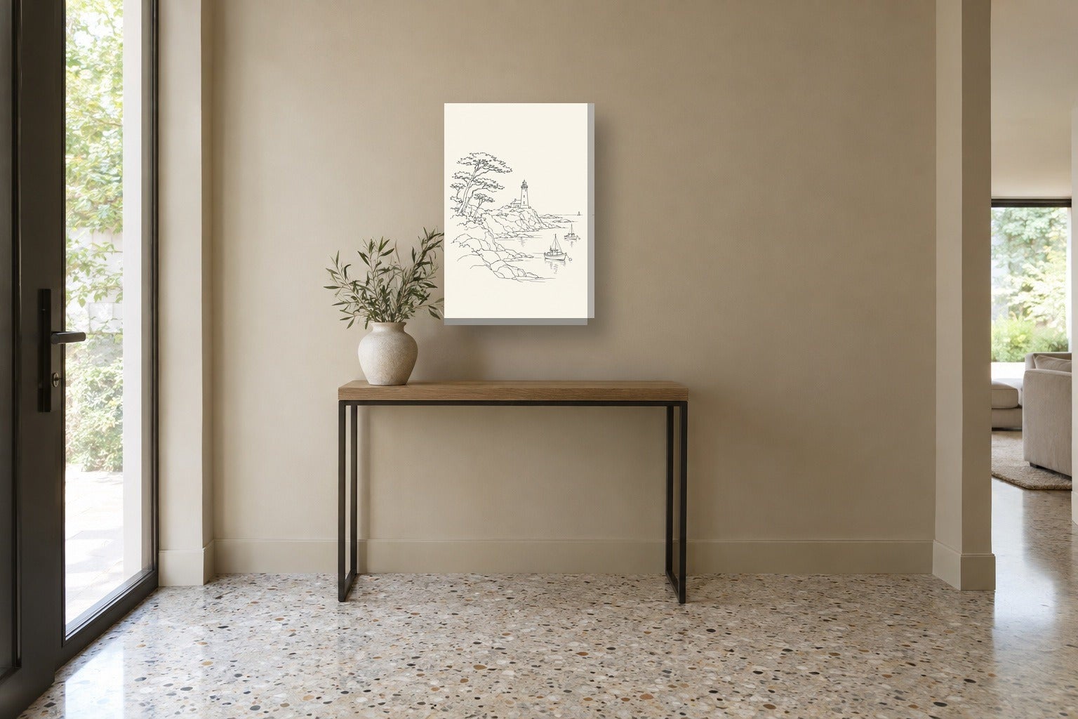 Tableau de la France «Bretagne, line art» sur toile, châssis en bois de ...