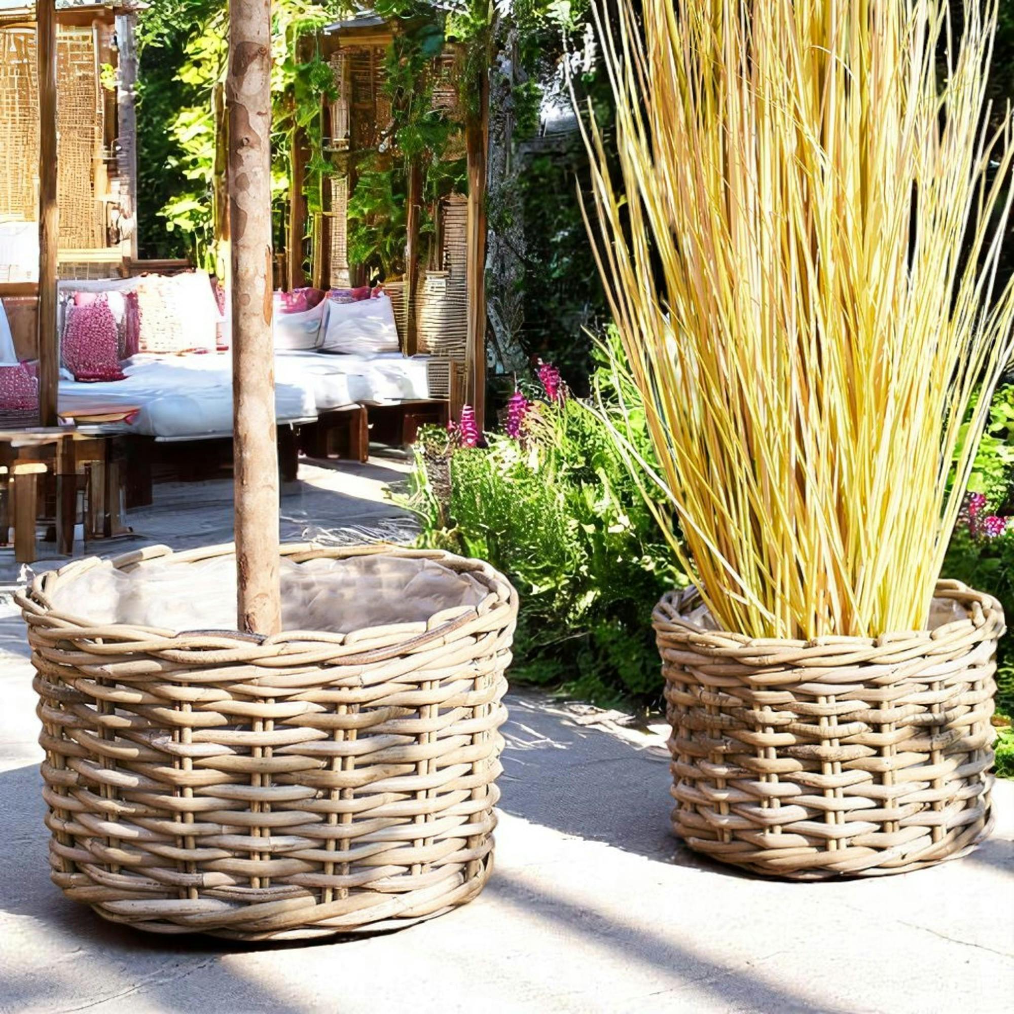 Cache-pot bas pour grandes plantes, en rotin (lot de 2) | Leroy Merlin
